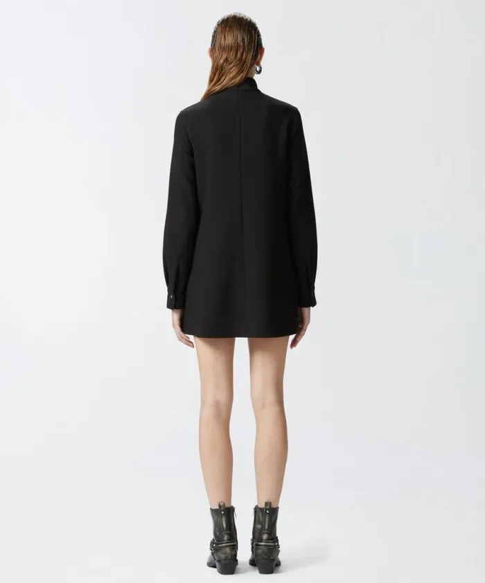 Women Dresses Pinko Highneck Mini Dress In Technical Fabric Limo Black