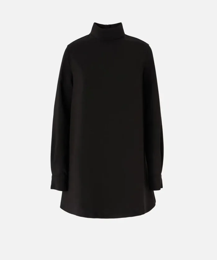 Women Dresses Pinko Highneck Mini Dress In Technical Fabric Limo Black