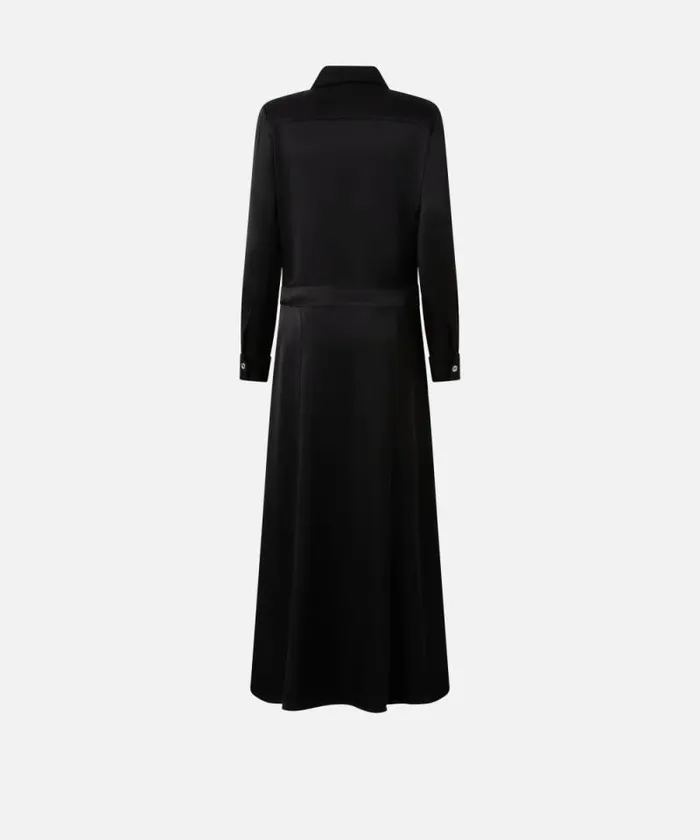 Women Dresses Pinko Long Satin Shirt Dress Limo Black Women Dresses Pinko Long Satin Shirt Dress Limo Black