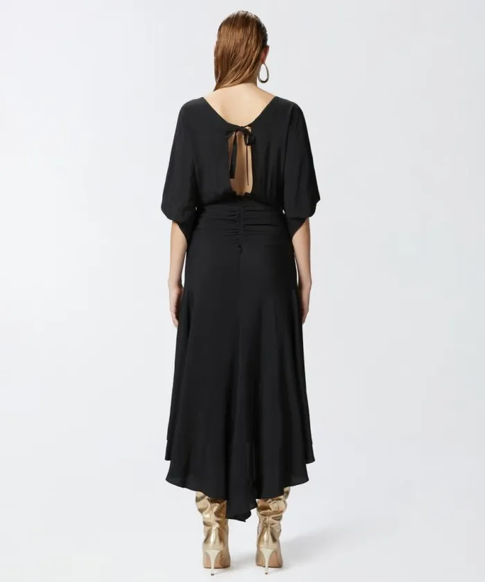 Women Dresses Pinko Long Silkblend Crepe Dress Limo Black Women Dresses Pinko Long Silkblend Crepe Dress Limo Black