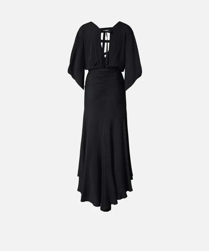 Women Dresses Pinko Long Silkblend Crepe Dress Limo Black Women Dresses Pinko Long Silkblend Crepe Dress Limo Black