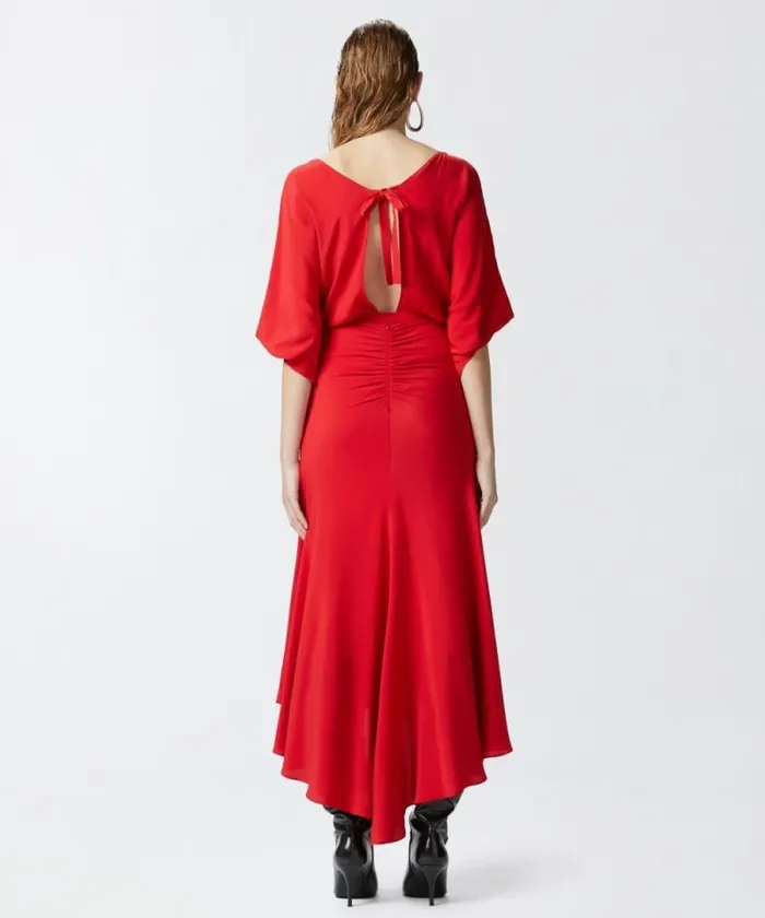 Women Dresses Pinko Long Silkblend Crepe Dress Salsa Red Women Dresses Pinko Long Silkblend Crepe Dress Salsa Red