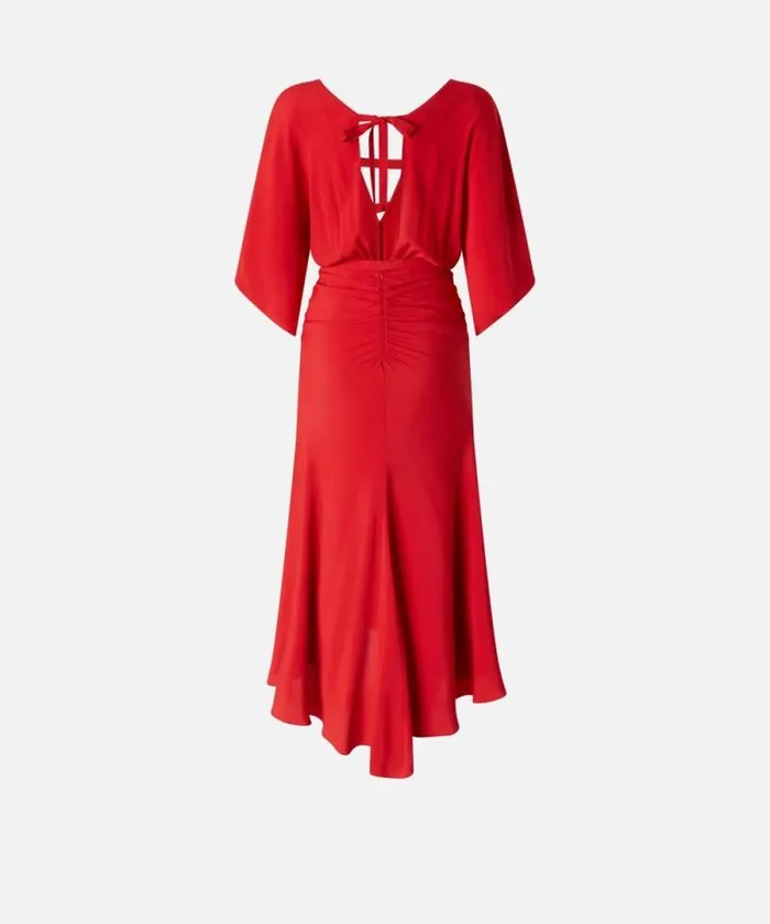 Women Dresses Pinko Long Silkblend Crepe Dress Salsa Red Women Dresses Pinko Long Silkblend Crepe Dress Salsa Red