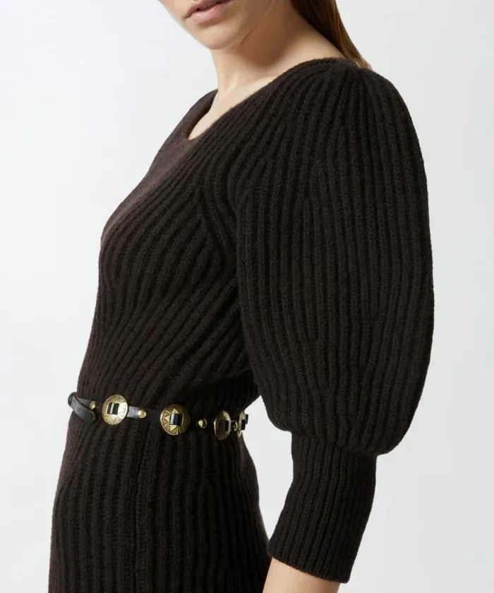 Women Dresses Pinko Ribbed Knit Wool And Cashmere Mini Dress Very Dark Brown Women Dresses Pinko Ribbed Knit Wool And Cashmere Mini Dress Very Dark Brown