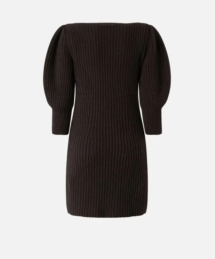 Women Dresses Pinko Ribbed Knit Wool And Cashmere Mini Dress Very Dark Brown Women Dresses Pinko Ribbed Knit Wool And Cashmere Mini Dress Very Dark Brown