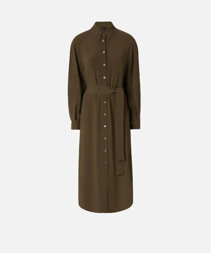 Women Dresses Pinko Silkblend Midi Shirt Dress Greenundergrowth Women Dresses Pinko Silkblend Midi Shirt Dress Greenundergrowth