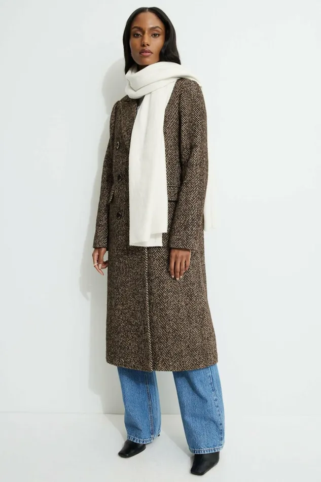 Women Dynamite Beanies and Scarves Heavenlyarn Wide Scarf Beige
