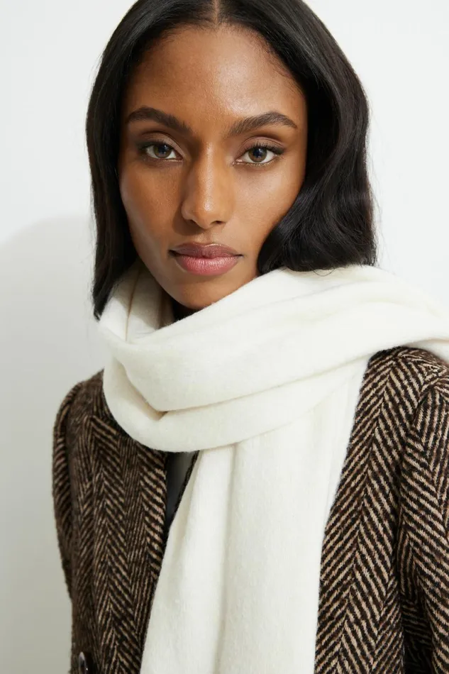 Women Dynamite Beanies and Scarves Heavenlyarn Wide Scarf Beige