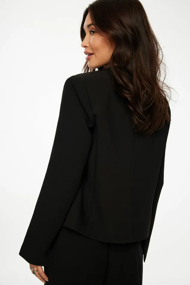 Women Dynamite Blazers and Vests Relaxed Long Sleeve Blazer Black