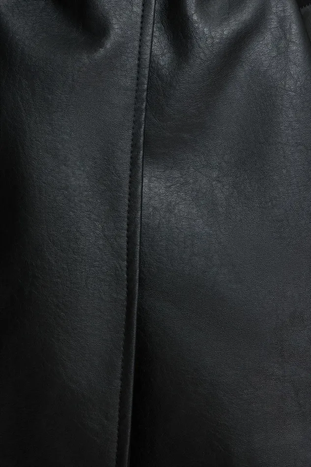 Women Dynamite Coats and Jackets Cropped Faux Leather Trench Coat BLACK