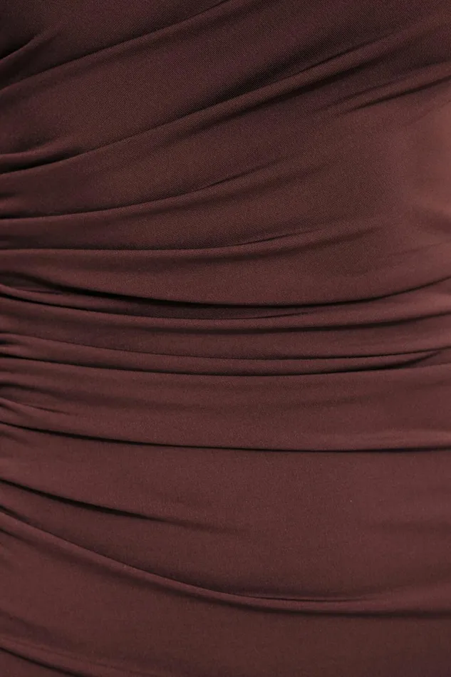 Women Dynamite Dresses and Jumpsuits Jersey Draped Maxi Dress BURGUNDY