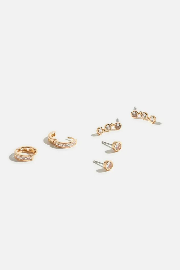 Women Dynamite Earrings 3Pack Gemstone Earrings White