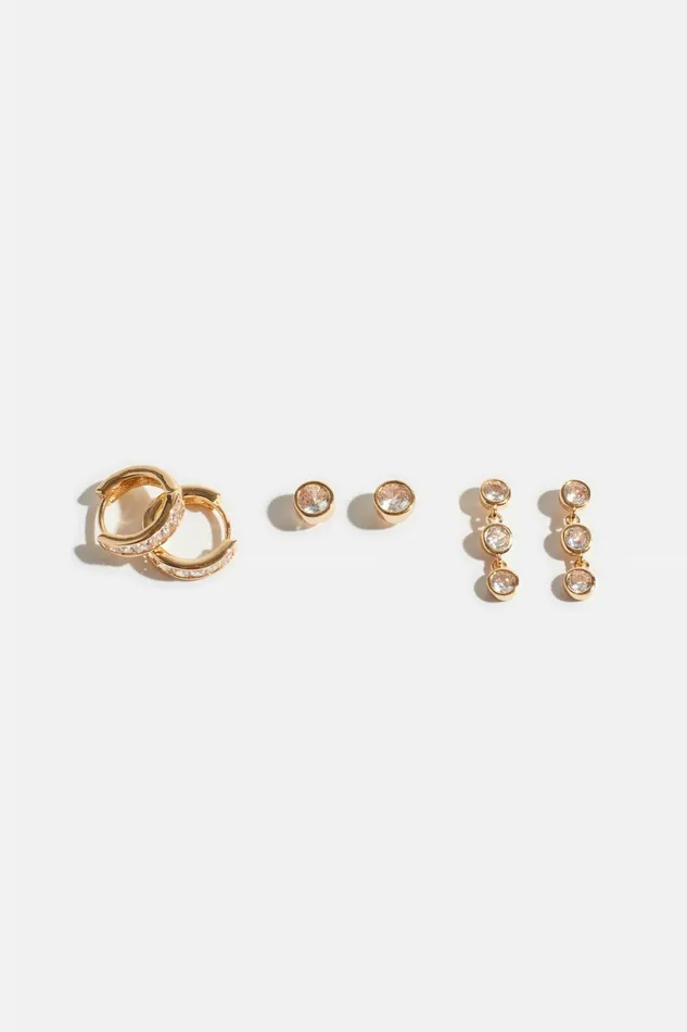 Women Dynamite Earrings 3Pack Gemstone Earrings White