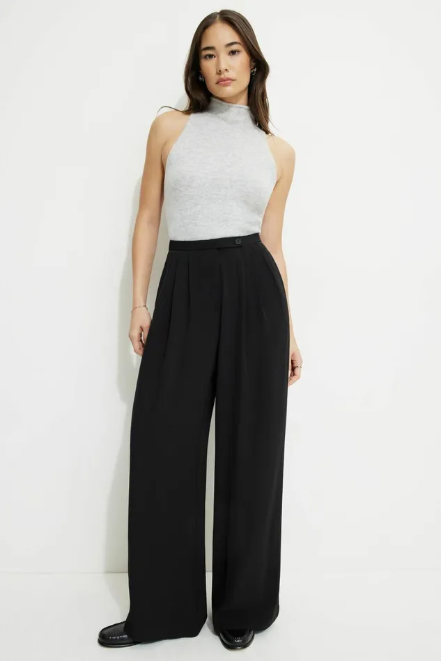 Women Dynamite Pants Fluid Wide Leg Pants Black