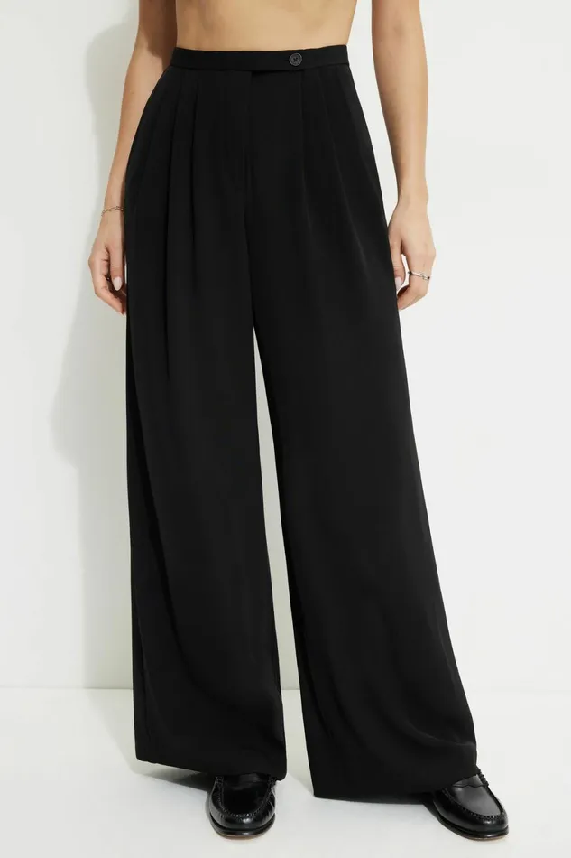 Women Dynamite Pants Fluid Wide Leg Pants Black