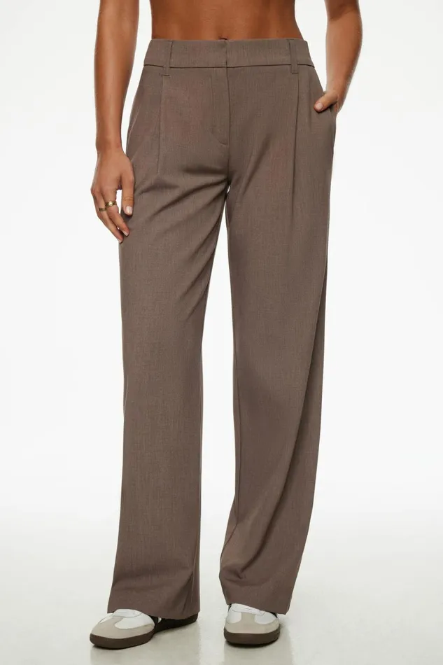 Women Dynamite Pants Low Rise Relaxed Trousers Brown
