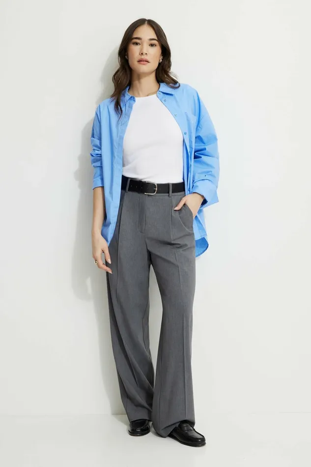 Women Dynamite Pants Sofia Pleated Straight Leg Pants Gray