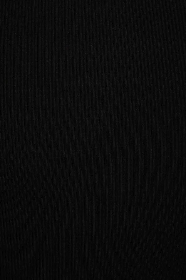 Women Dynamite Short Sleeve Tops Square Neck Ribbed TShirt BLACK
