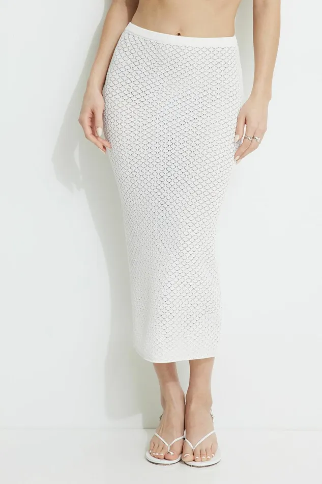 Women Dynamite Skirts and Skorts Pointelle Maxi Skirt Beige
