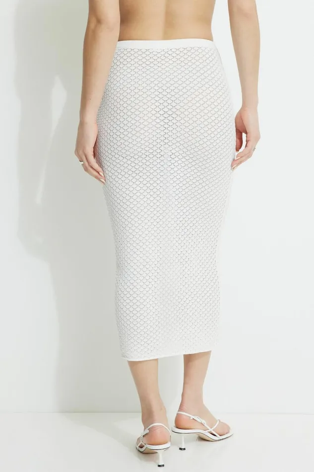 Women Dynamite Skirts and Skorts Pointelle Maxi Skirt Beige