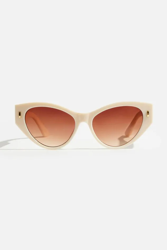 Women Dynamite Sunglasses Classic Wide Arm CatEye Sunglasses Beige
