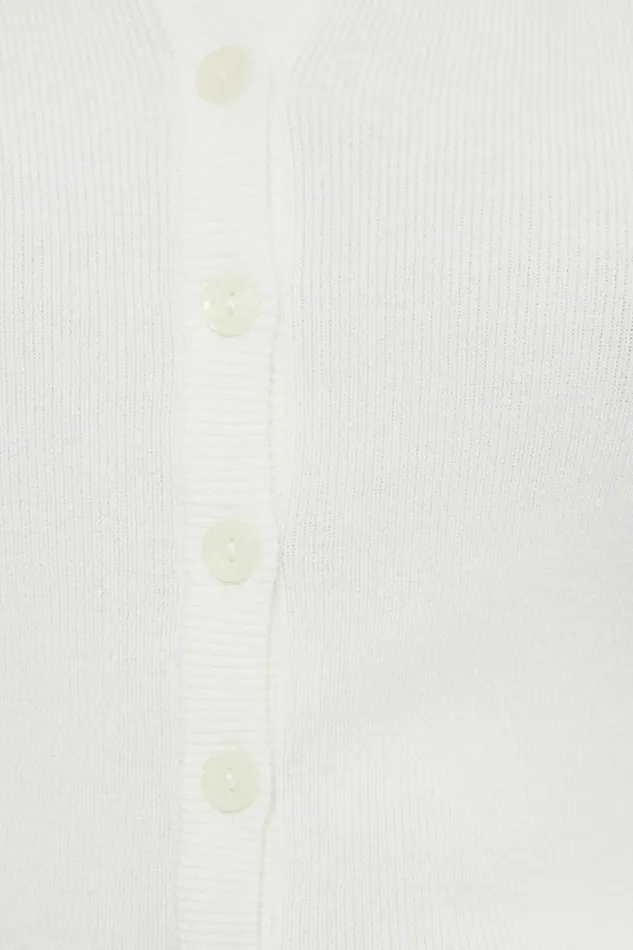 Women Dynamite Tops Rebecca Crewneck Cardigan WHITE