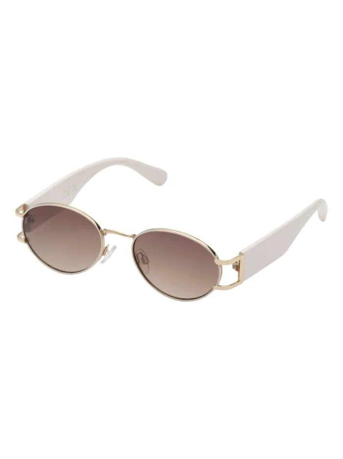 Women Earrings Jessica Simpson Retro Vintage Metal Oval Sunglasses In Cream