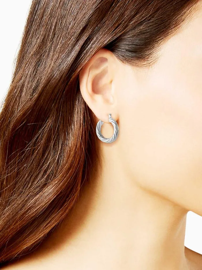 Women Earrings Jessica Simpson Thick Twisted Hoop Earrings In Silver