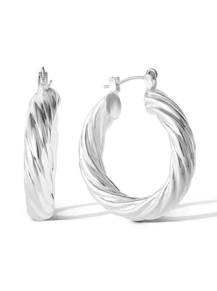 Women Earrings Jessica Simpson Thick Twisted Hoop Earrings In Silver