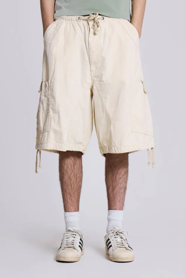 Women Ecru Oversized Cargo Shorts Jaded London Shorts and Jorts
