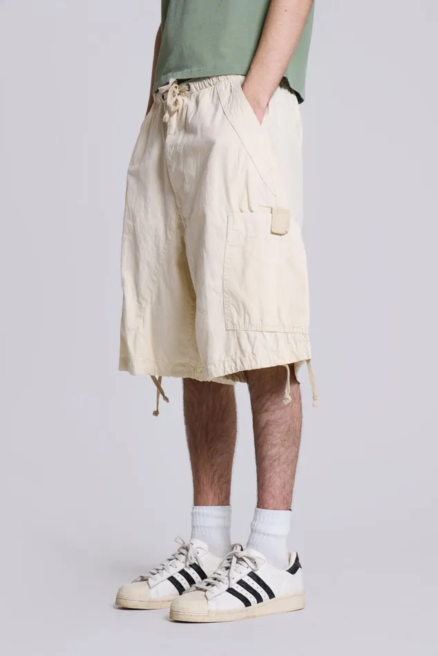 Women Ecru Oversized Cargo Shorts Jaded London Shorts and Jorts