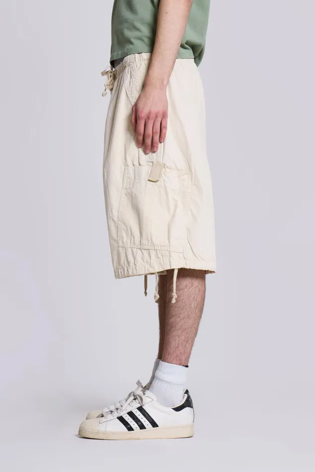 Women Ecru Oversized Cargo Shorts Jaded London Shorts and Jorts