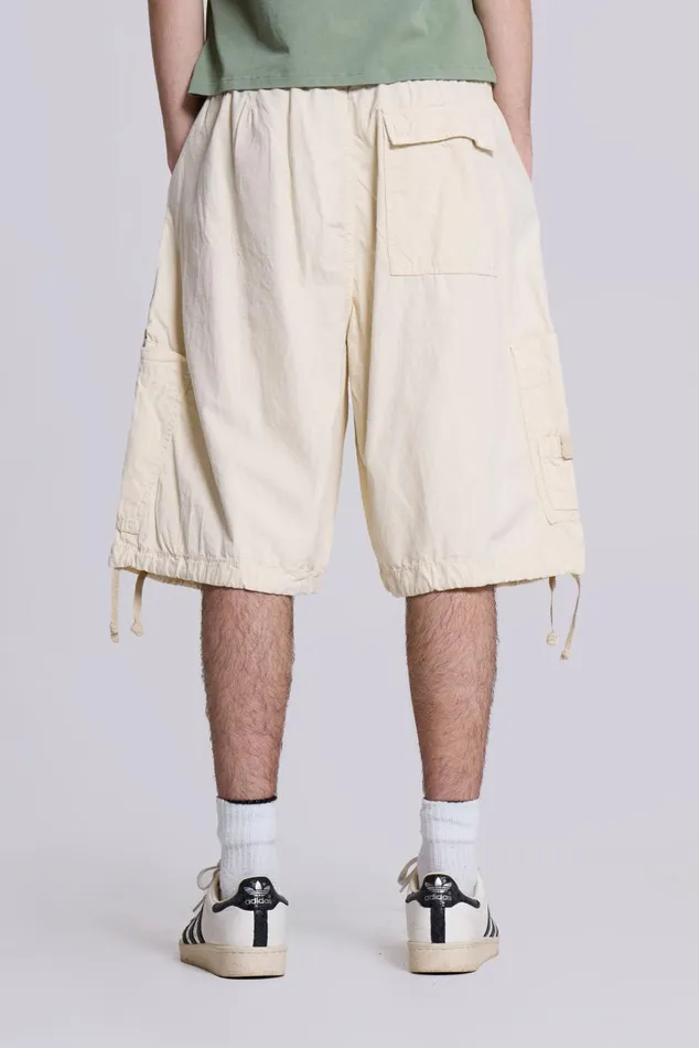 Women Ecru Oversized Cargo Shorts Jaded London Shorts and Jorts