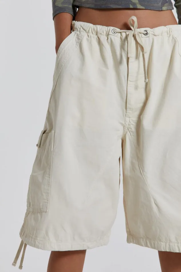 Women Ecru Oversized Cargo Shorts Jaded London Shorts and Jorts