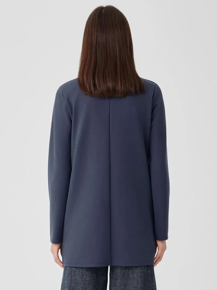 Women Eileen Fisher Jackets Coats and Vests Washable Flex Ponte High Collar Jacket Ocean