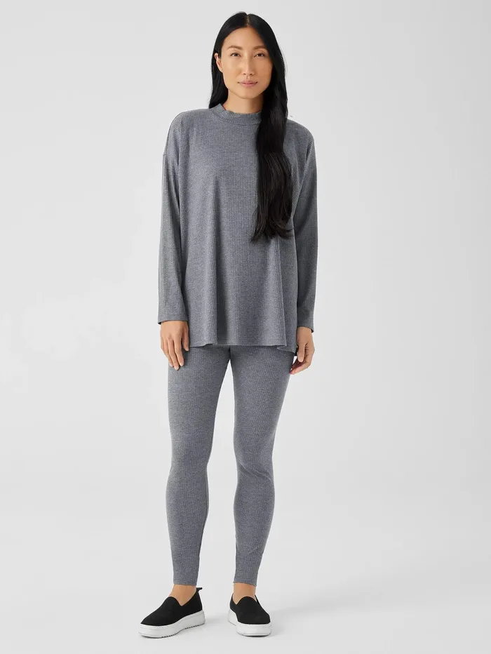 Women Eileen Fisher Pants Shorts and Jumpsuits Cozy Stretch Rib Leggings Ash
