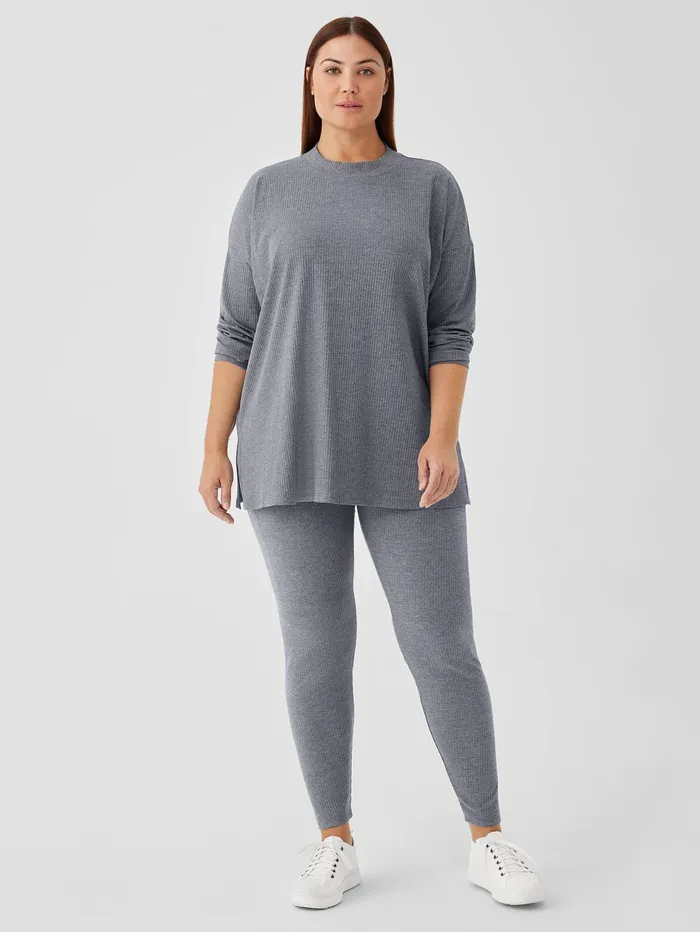 Women Eileen Fisher Pants Shorts and Jumpsuits Cozy Stretch Rib Leggings Ash