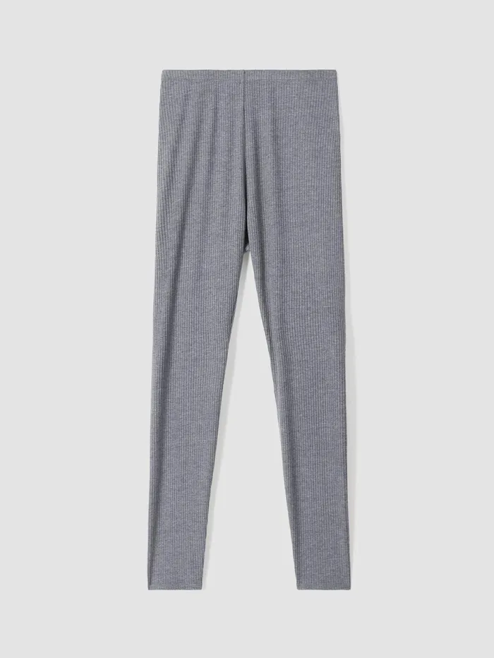 Women Eileen Fisher Pants Shorts and Jumpsuits Cozy Stretch Rib Leggings Ash