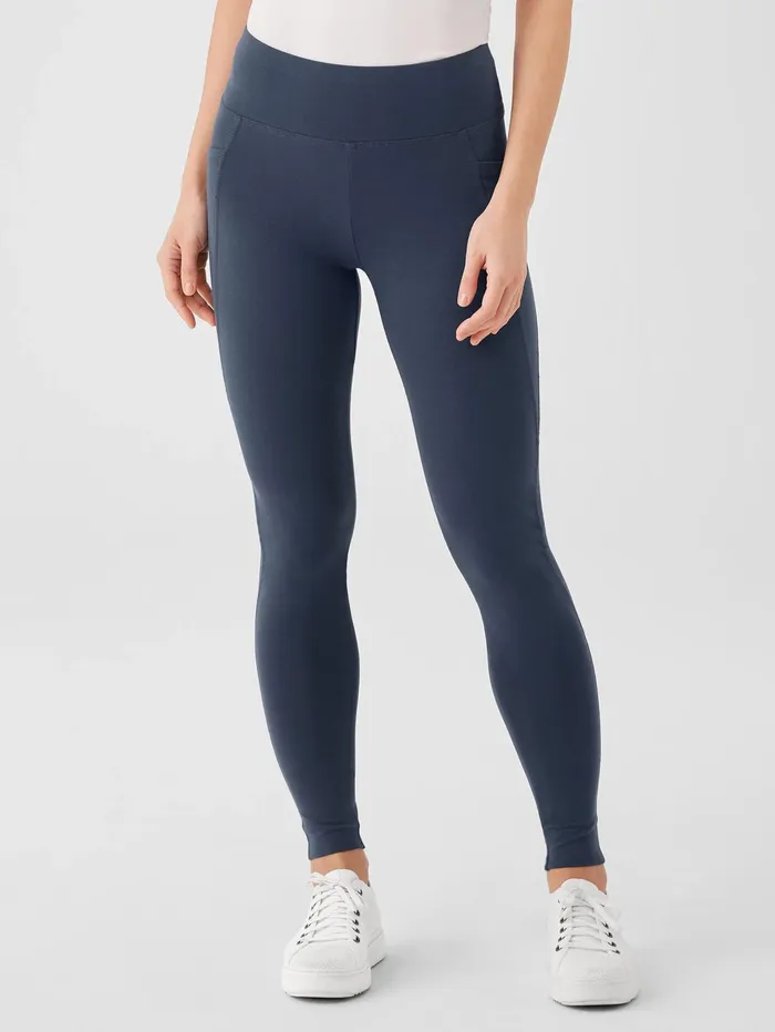 Women Eileen Fisher Pants Shorts and Jumpsuits Pima Cotton Stretch Jersey HighWaisted Leggings Ocean