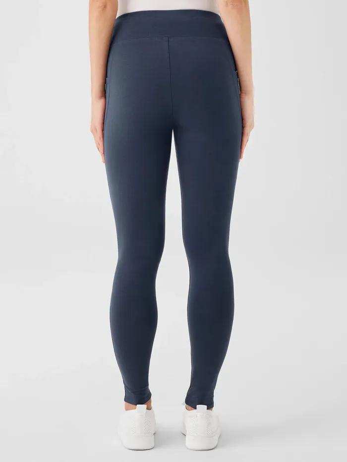 Women Eileen Fisher Pants Shorts and Jumpsuits Pima Cotton Stretch Jersey HighWaisted Leggings Ocean