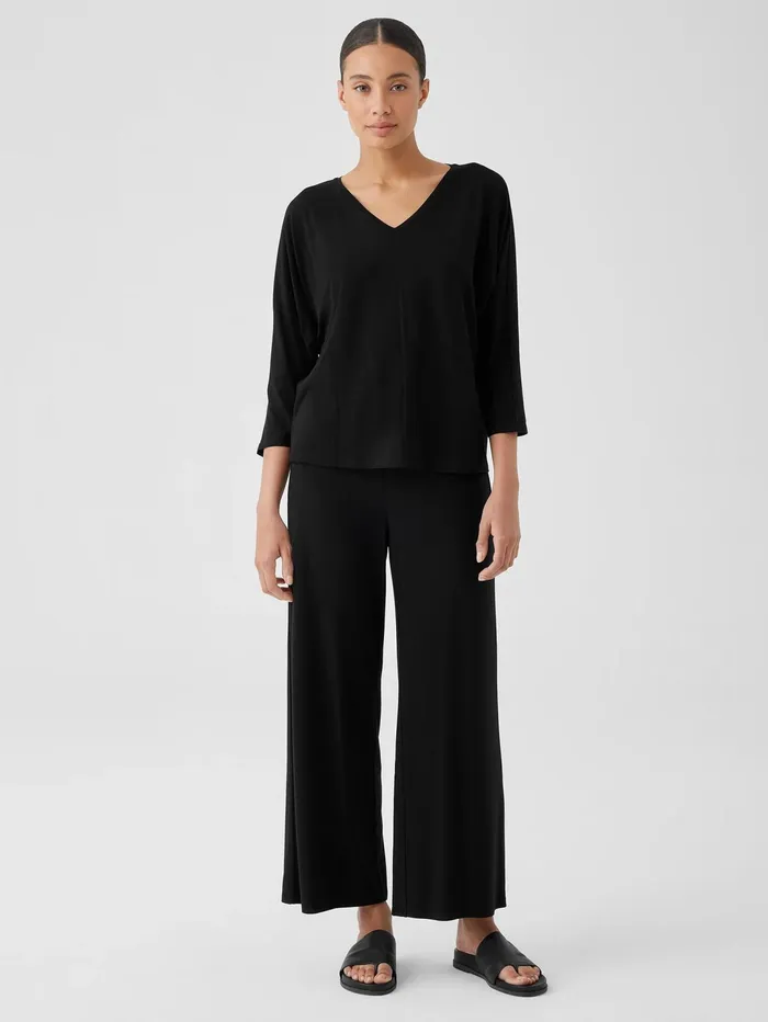 Women Eileen Fisher Pants Shorts and Jumpsuits Stretch Jersey Knit WideLeg Pant Black Women Eileen Fisher Pants Shorts and Jumpsuits Stretch Jersey Knit WideLeg Pant Black