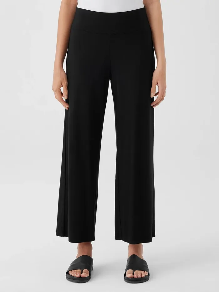 Women Eileen Fisher Pants Shorts and Jumpsuits Stretch Jersey Knit WideLeg Pant Black