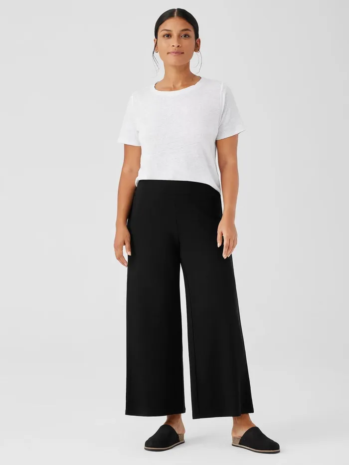 Women Eileen Fisher Pants Shorts and Jumpsuits Stretch Jersey Knit WideLeg Pant Black