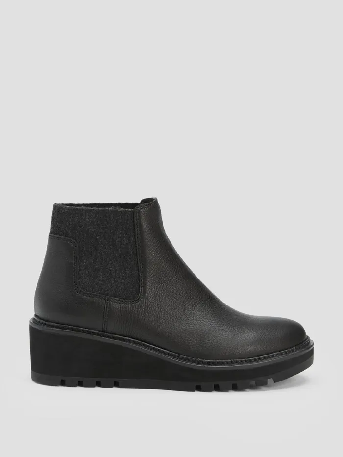 Women Eileen Fisher Shoes Chelsea Wedge Washed Leather Bootie Black