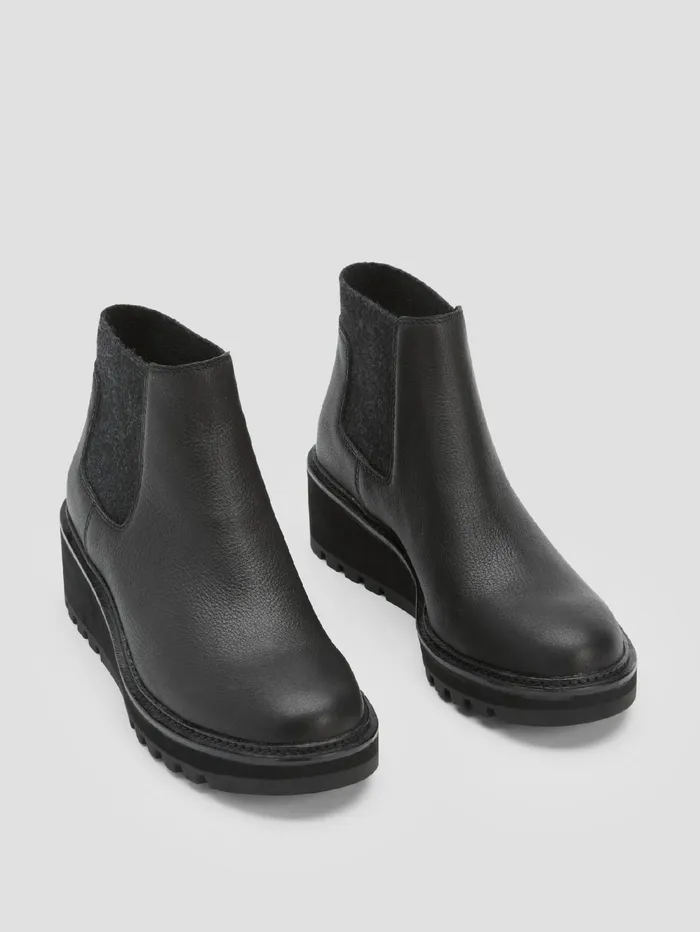 Women Eileen Fisher Shoes Chelsea Wedge Washed Leather Bootie Black