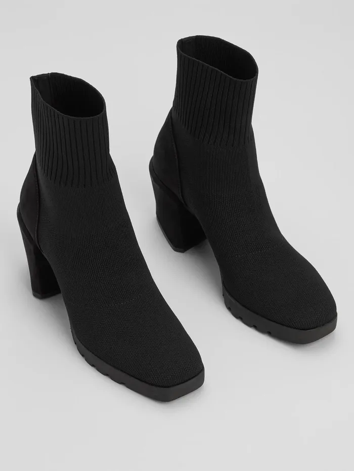Women Eileen Fisher Shoes Spell Recycled Stretch Knit Bootie Black