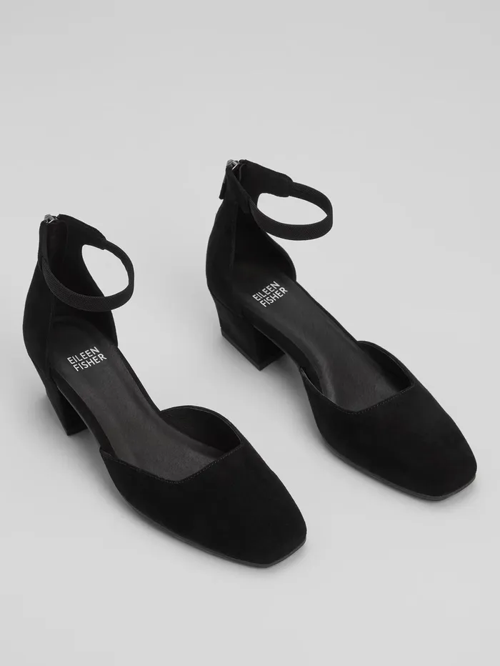 Women Eileen Fisher Shoes Veery Suede Pump Black