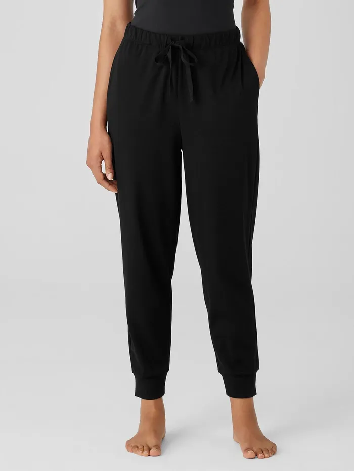 Women Eileen Fisher Sleepwear Organic Cotton Interlock Jogger Sleep Pant Black