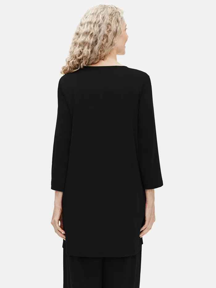 Women Eileen Fisher Sleepwear Organic Cotton Interlock Long Sleep Top Black