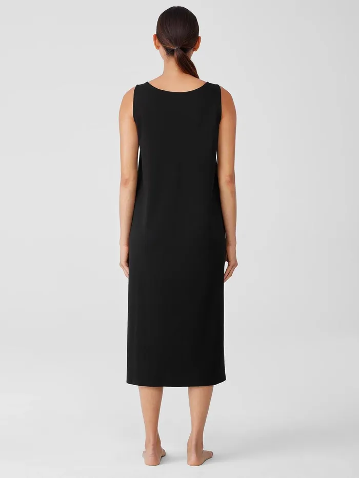 Women Eileen Fisher Sleepwear Organic Cotton Interlock Scoop Neck Sleep Dress Black